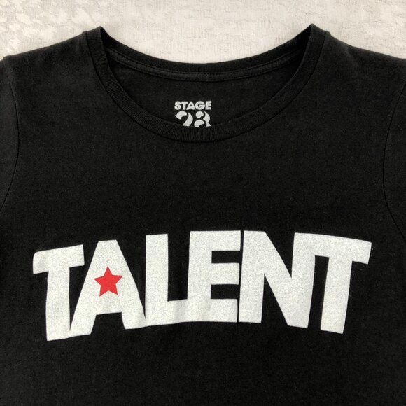 Stage 28 “TALENT” Women’s Black Short Sleeve 100 % Cotton Graphic Tee Size S - Picture 3 of 7